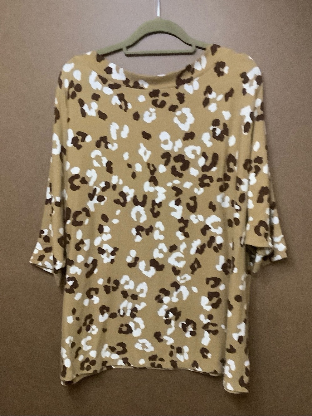 Women's Tan Leopard Print Tunic Top - Relaxed Fit - Picture 7 of 8